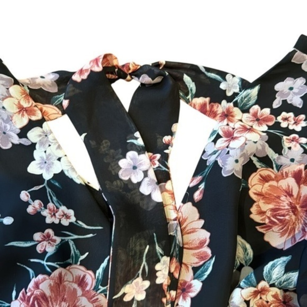 INC International Concepts Size XS Dress Black Floral‎ Longsleeves - Picture 4 of 5